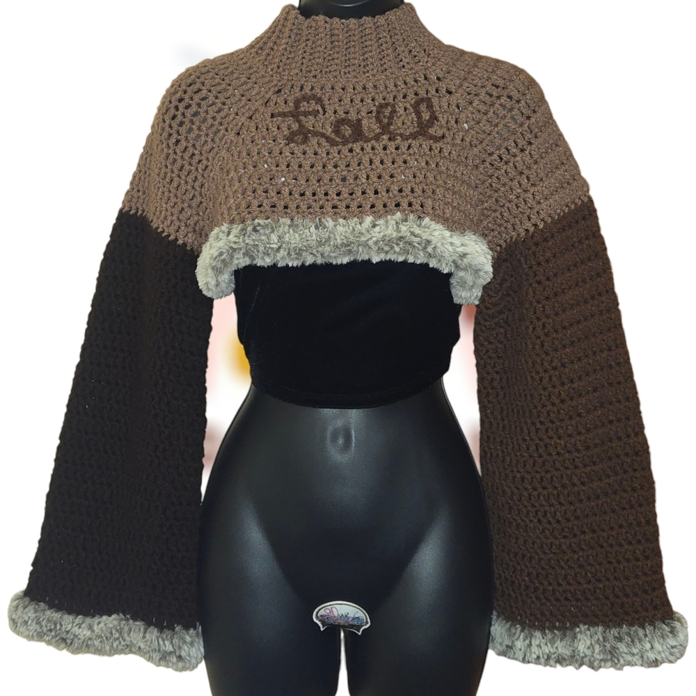 Overly Brown/Fur "fall" Crop Sweater, Loose Fit, Multi-size, HandmadeByMe, OBO